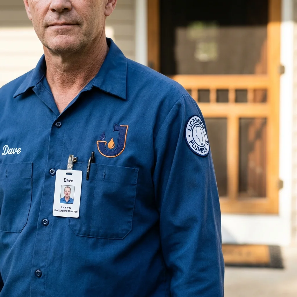 Licensed plumber showing ID badge in Nederland, TX